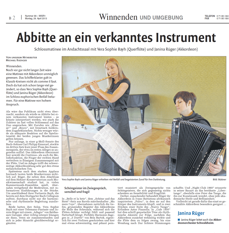 Artikel 29.4.2013Schlossmatinee